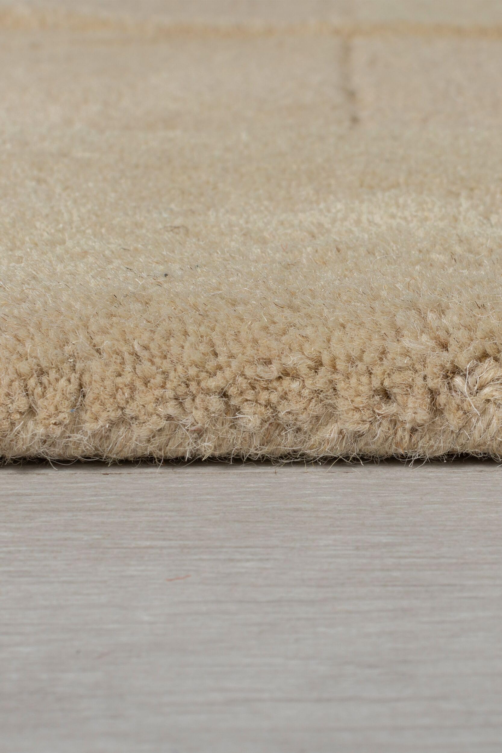 Tapis en Laine Motif Géométrique Dense et Robuste Naturel Ø 160 cm Rond Salle à Manger | DEBEN