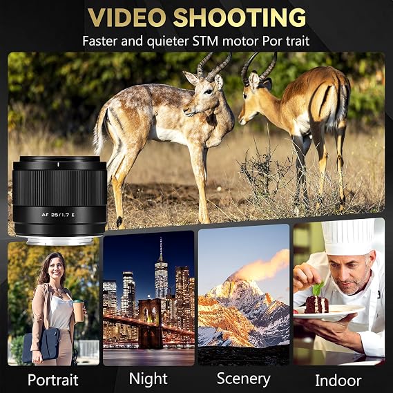 VILTROX 25mm f/1.7 APS-C Prime Lens for Sony E-Mount Compatible with Sony a6600, a6700, ZV-E10, A7C, A7II, A7III, A7RII/III/IV/V, A7SIII, FX30, FX3, A9, ZV-E1, A7CR