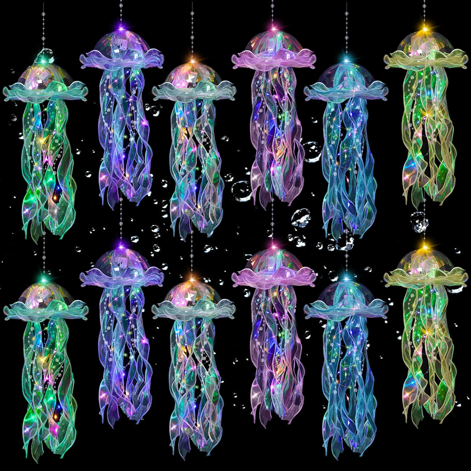 YOVIWEI Jellyfish Decor - 12 Pcs Jellyfish Lanterns, Hanging Jelly Fish Decoration for Mermaid Theme Party Under The Sea Decorations & Birthday Gifts for Women Girls Baby (6 Colors)