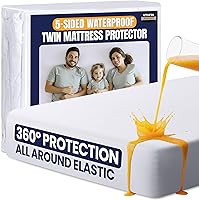 Vista 1 de Utopia Bedding Waterproof 5-Sided Mattress Protector Twin Size, Premium Breathable Mattress Cover, Fitted Style with Stretchable Pockets (White)