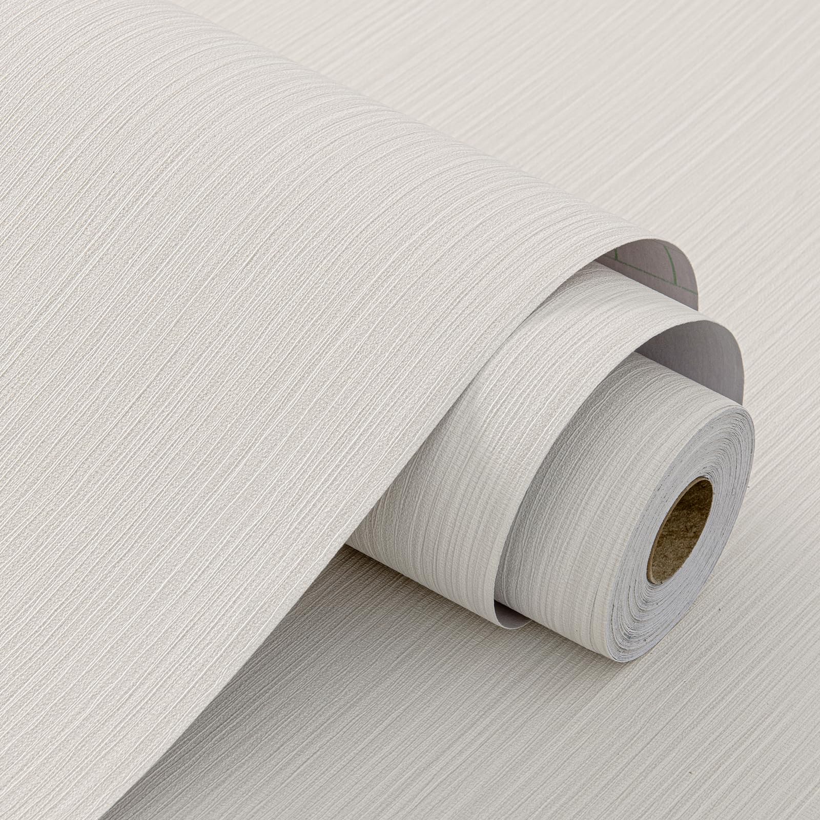 FUKU MON Grasscloth Fabric Wallpaper 24" X 394" Textured Cream Thick Linen Classic Neutral Grassweave Contact Paper for Walls Cabinets Bedroom Counter Top Liners Fireplace