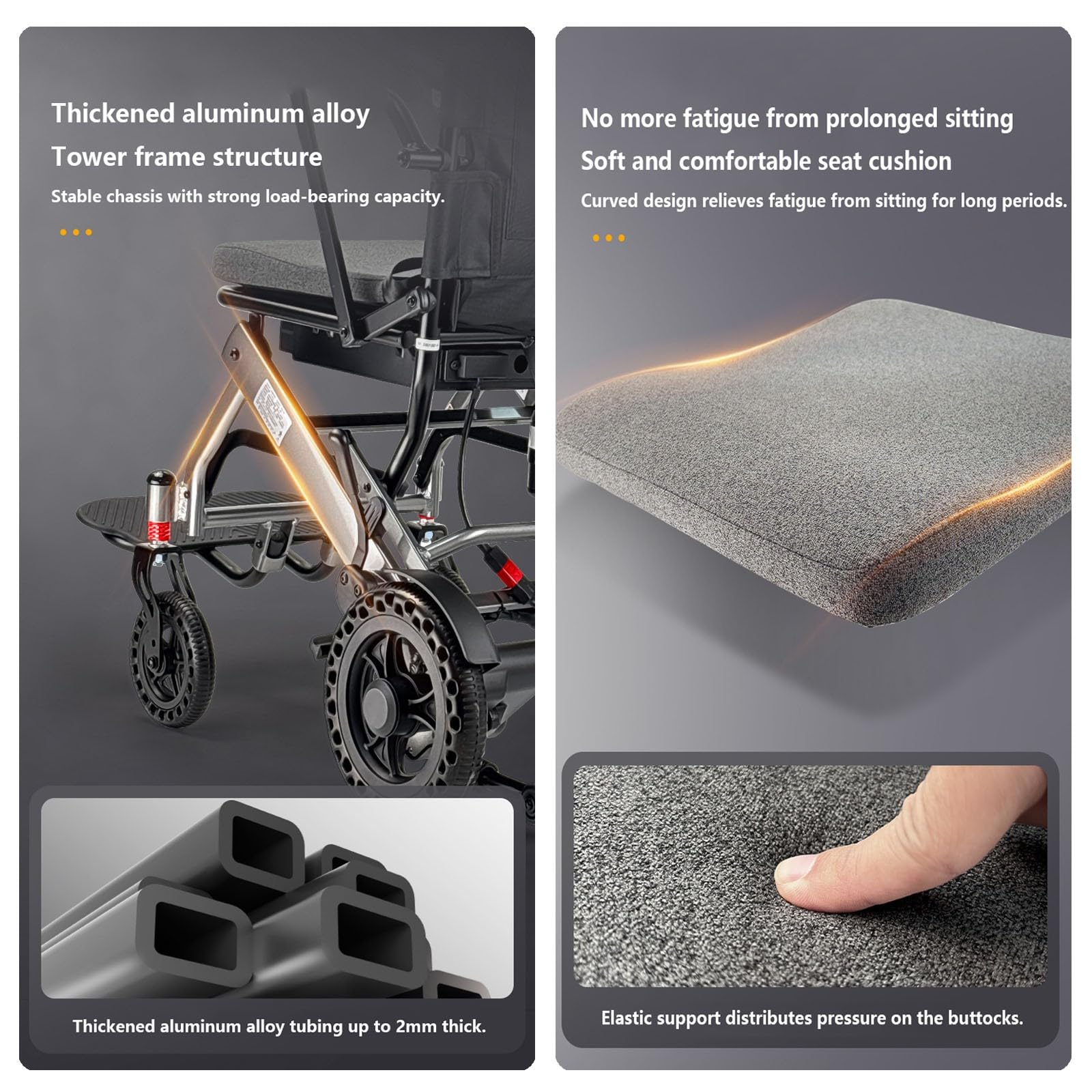 Silla de ruedas eléctrica, scooter de movilidad plegable ligero para ancianos y discapacitados, diseño inteligente totalmente automático, fácil de transportar, conducción cómoda