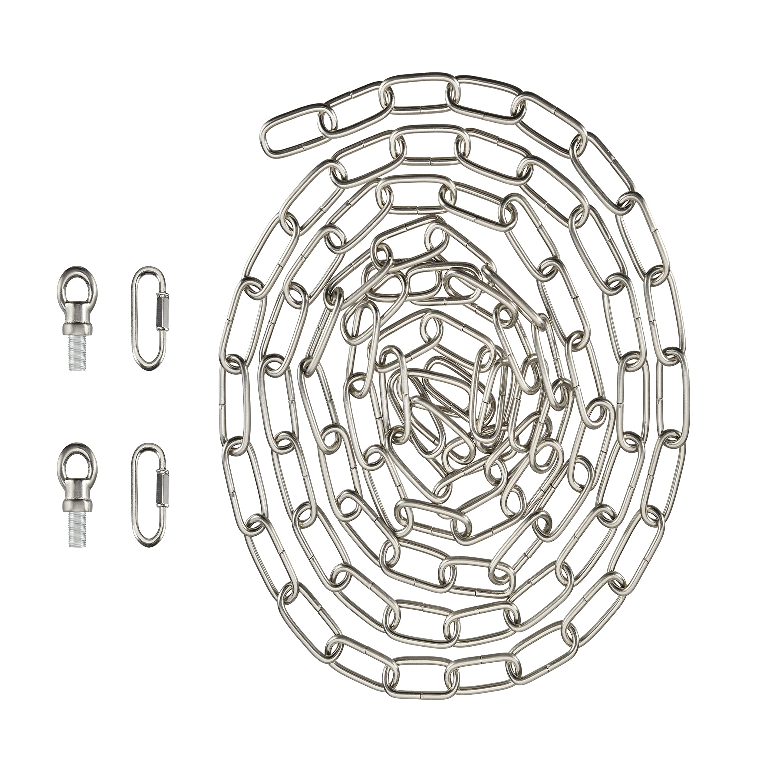 Aspen Creative 21115-21,Steel 10 Feet Heavy Duty Chain &amp; Quick Link Connector for Hanging Up Maximum Weight 50 Pounds-Lighting Fixture/Swag Light/Plant in Stin Nickel.9 Gauge.