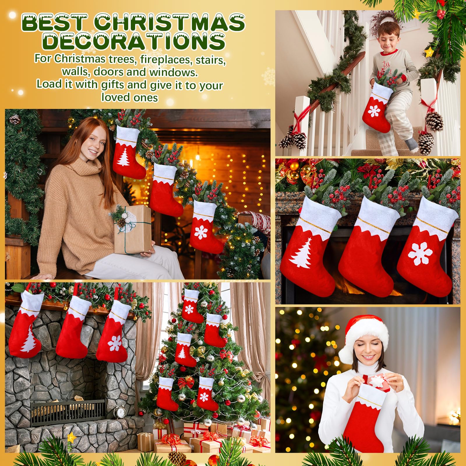 Chaussettes De Noël En Peluche à Flocons De Neige Chaussettes Cadeaux De Noel Chaussettes Pour Enf~p190976430