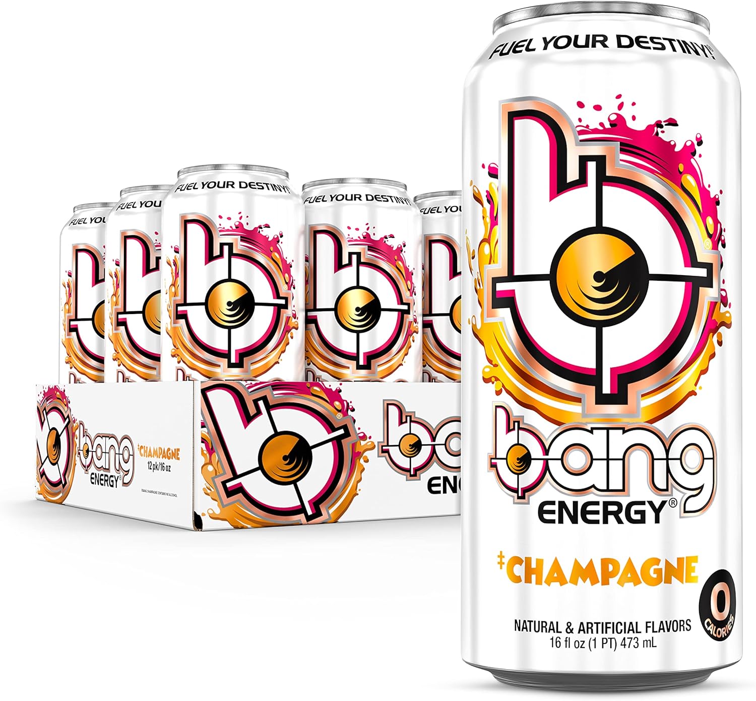 Bang Energy Champagne, SugarFree Energy Drink, 16 Ounce (Pack of 12) Health