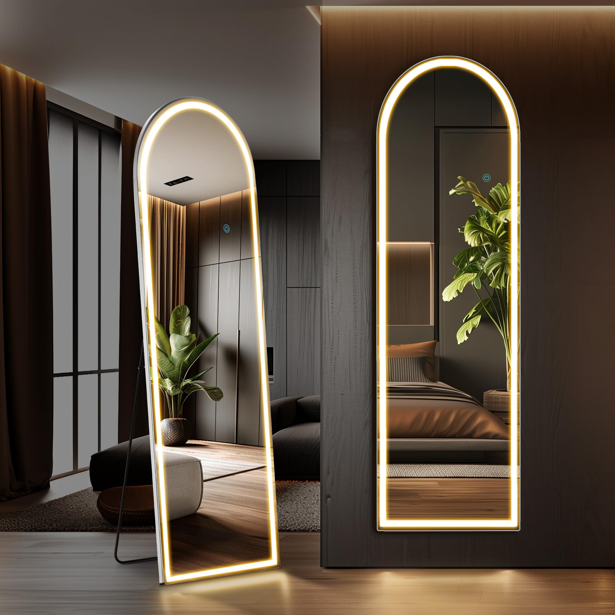 DUMOS Arched Full Length Mirror with LED Lights, 60