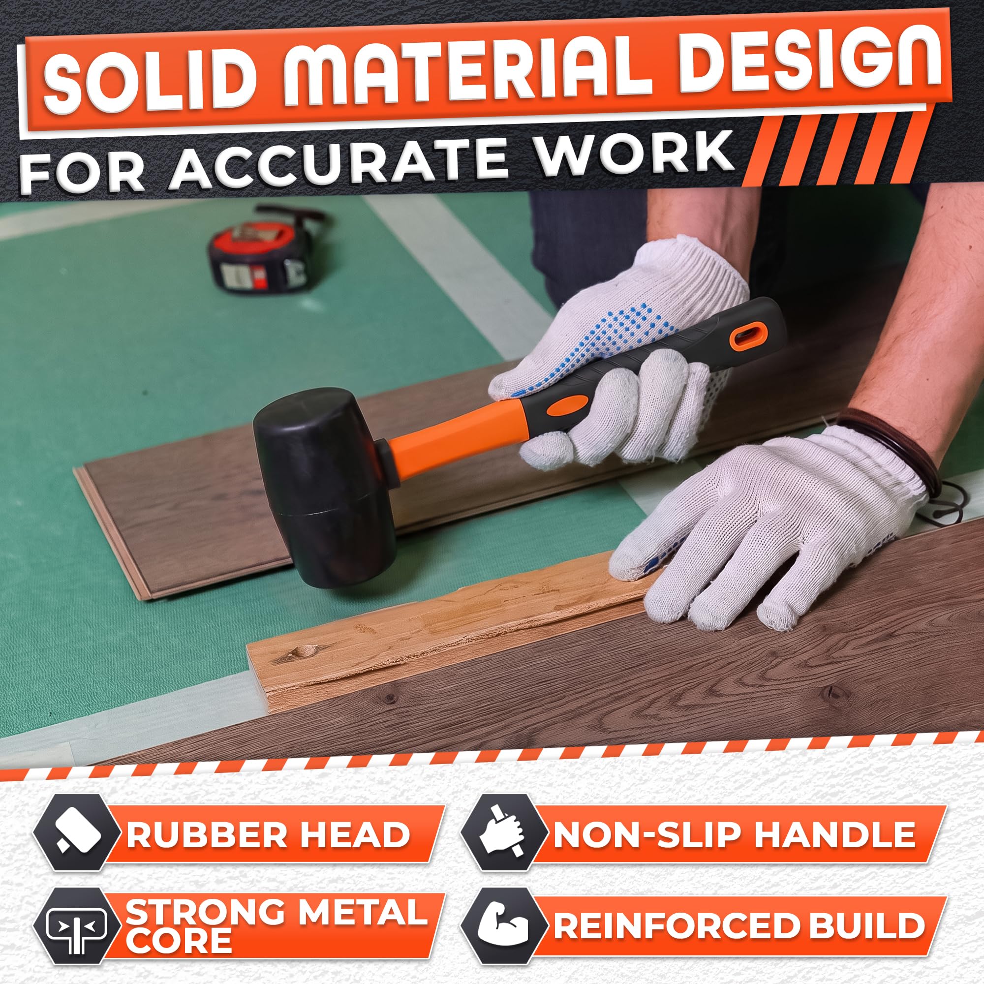 Rubber Mallet Hammer - Gentle & Durable -3