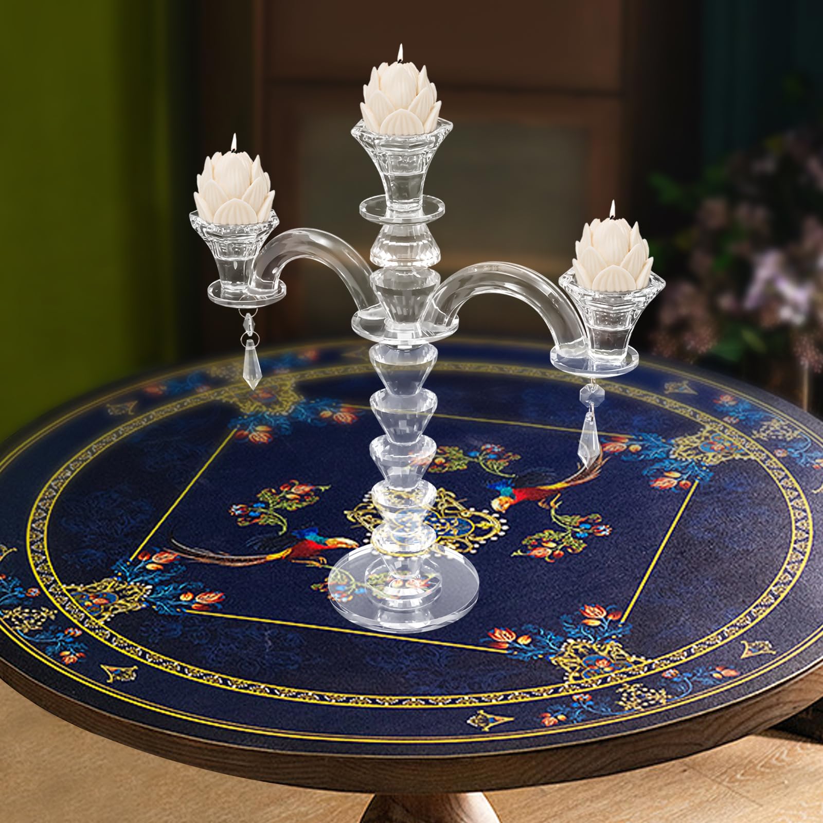 12 Faux crystal candle holders main image 1