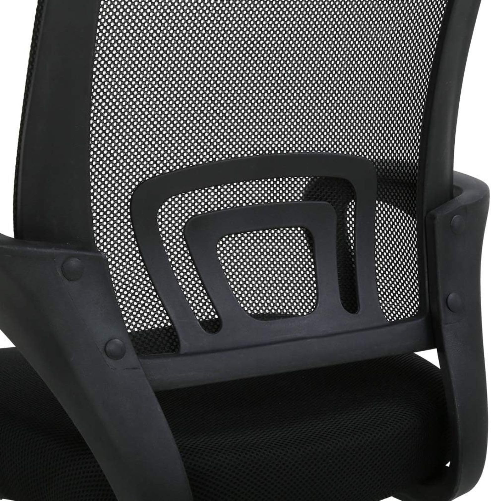 DASCK Silla de Oficina Ergonómica Negra con Respaldo de Malla, Altura Ajustable y Base Giratoria 360°