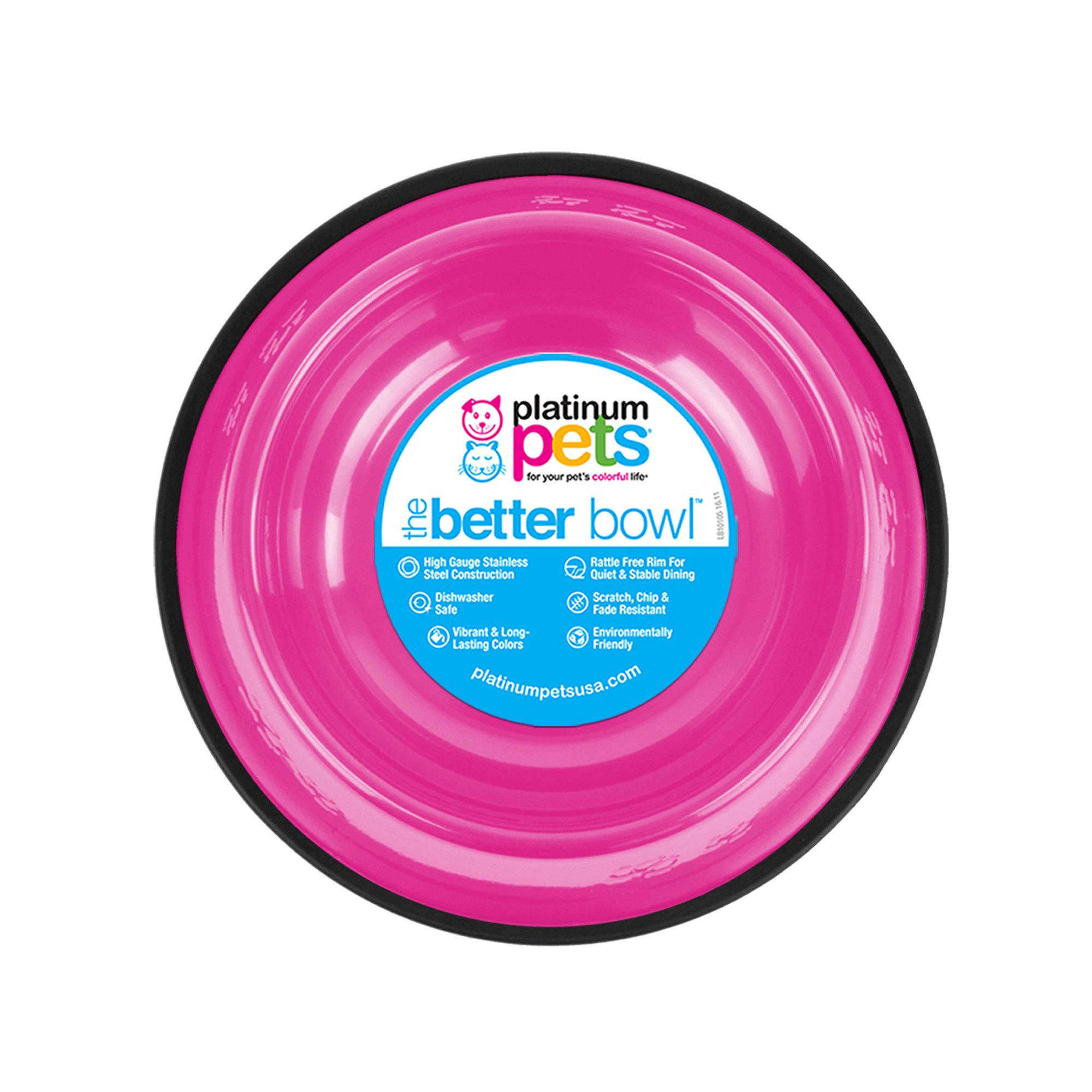 Platinum Pets Non-Tip Stainless Steel Dog Bowl, 80 Oz, Bubble Gum Pink, X-Large, XL
