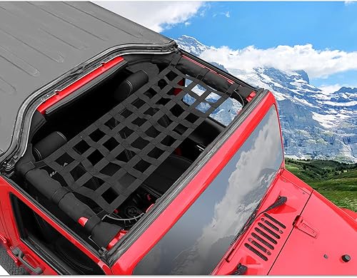 Miniatura 6 de Voodonala Cubierta superior multifunción actualizada cubierta de red de carga trasera para Jeep Wrangler TJ JK JKU JL JLU JT 4XE negro 1 unidad