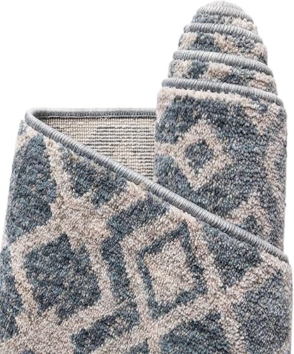 Miniatura 8 de Unique Loom Eco Trellis Collection - Alfombra de área, nativa (redonda de 3 pies 3 pulgadas x 3 pies 3 pulgadas, azul puerto  marfil)