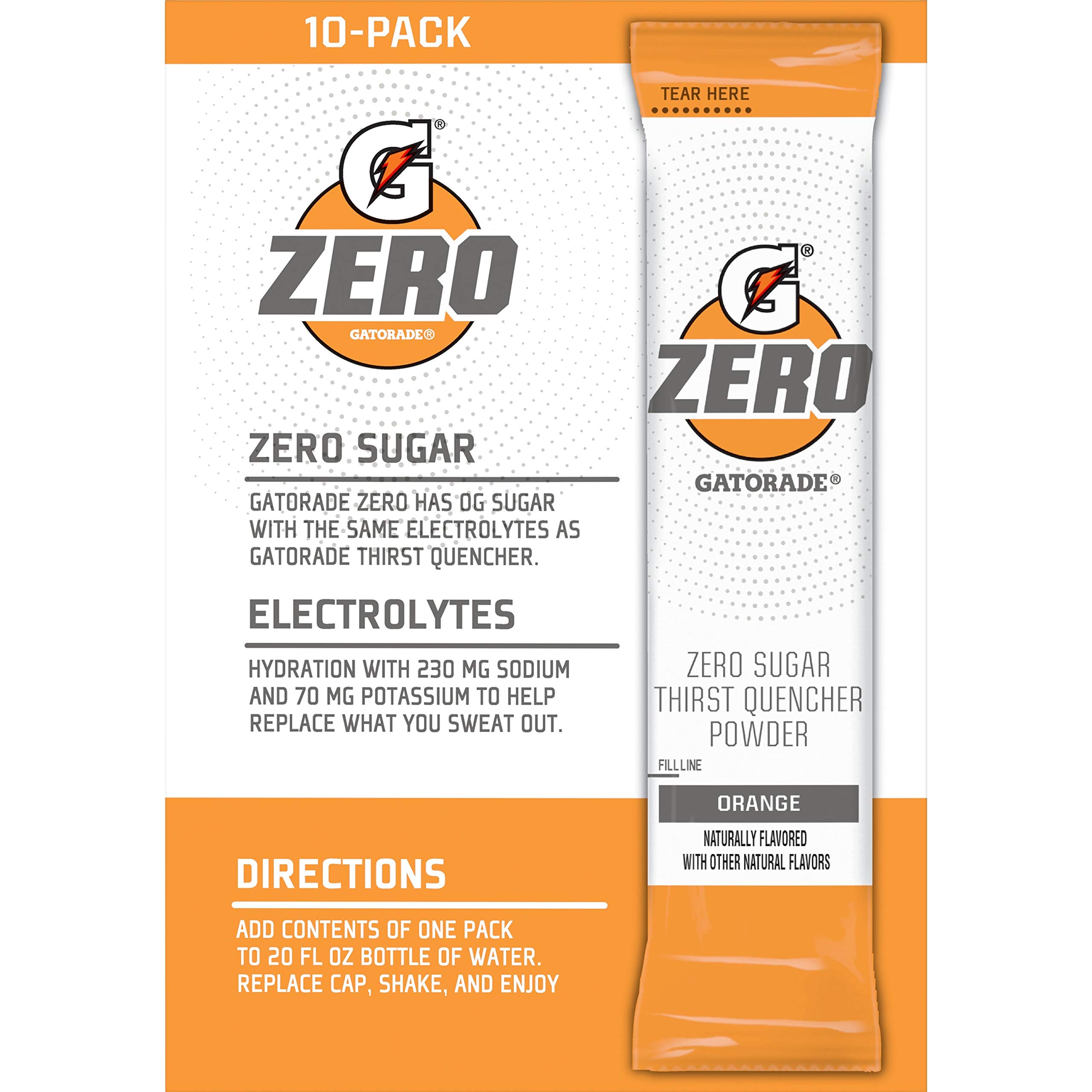 Gatorade G Zero Powder, Orange, 0.10oz Packets, pack o...B08176YM5Z