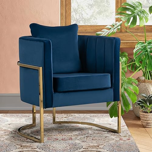 Miniatura 4 de Silla decorativa moderna de terciopelo, sillón tapizado de mediados de siglo con almohada para sala de estar, cómoda silla de tocador individual con