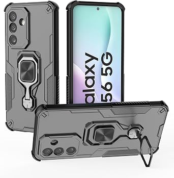 Pzwoxukhov Compatible with Samsung Galaxy M56 5G Case,Built-in Swivel Stand,Heavy Duty Protection Phone Case Black