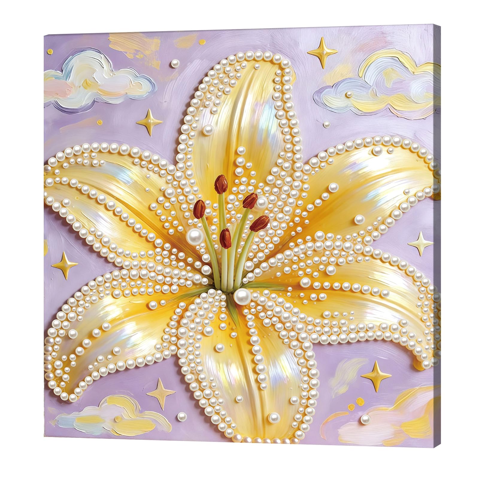 Home Wall Decor Pearl Dot Painting Kit with Frame 11.81x11.81in Flower Butterfly DIY Art Craft for Adults Beginners