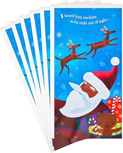 Hallmark Tarjeteros de Navidad de caoba o tarjetas de regalo (6 tarjetas con sobres) Papá Noel negro con reno