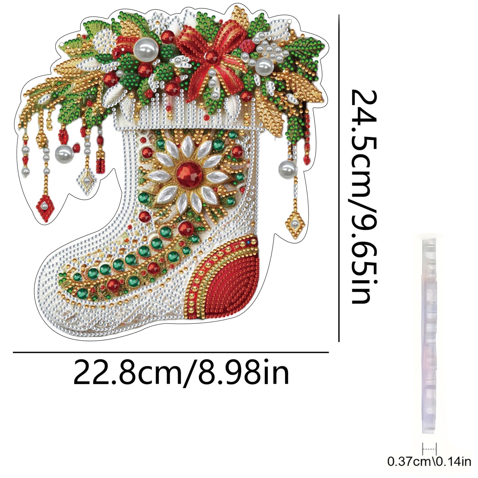 5er Set Diamantkunst-Hängesymbole für Erwachsene, Weihnachtsstrümpfe DIY Hänge-Schmuck mit Doppelter Kristall-Glitzerrhinestone-Artanhängern, Spezialform-Bohrungen für Heim- Bürodekoration