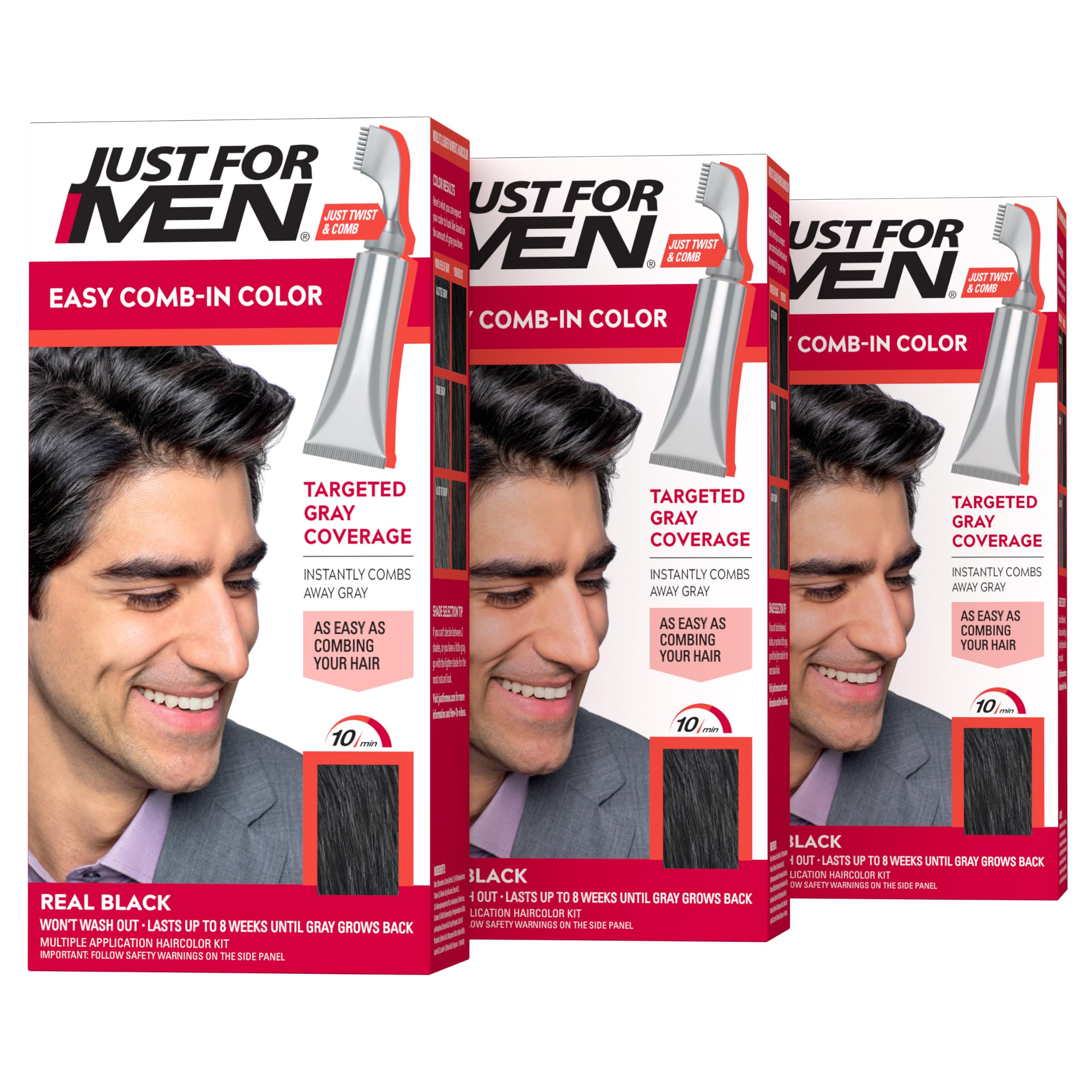 Just for Men Touch of Gray, Mens Hair Color Kit with Comb Applicator for Easy Application