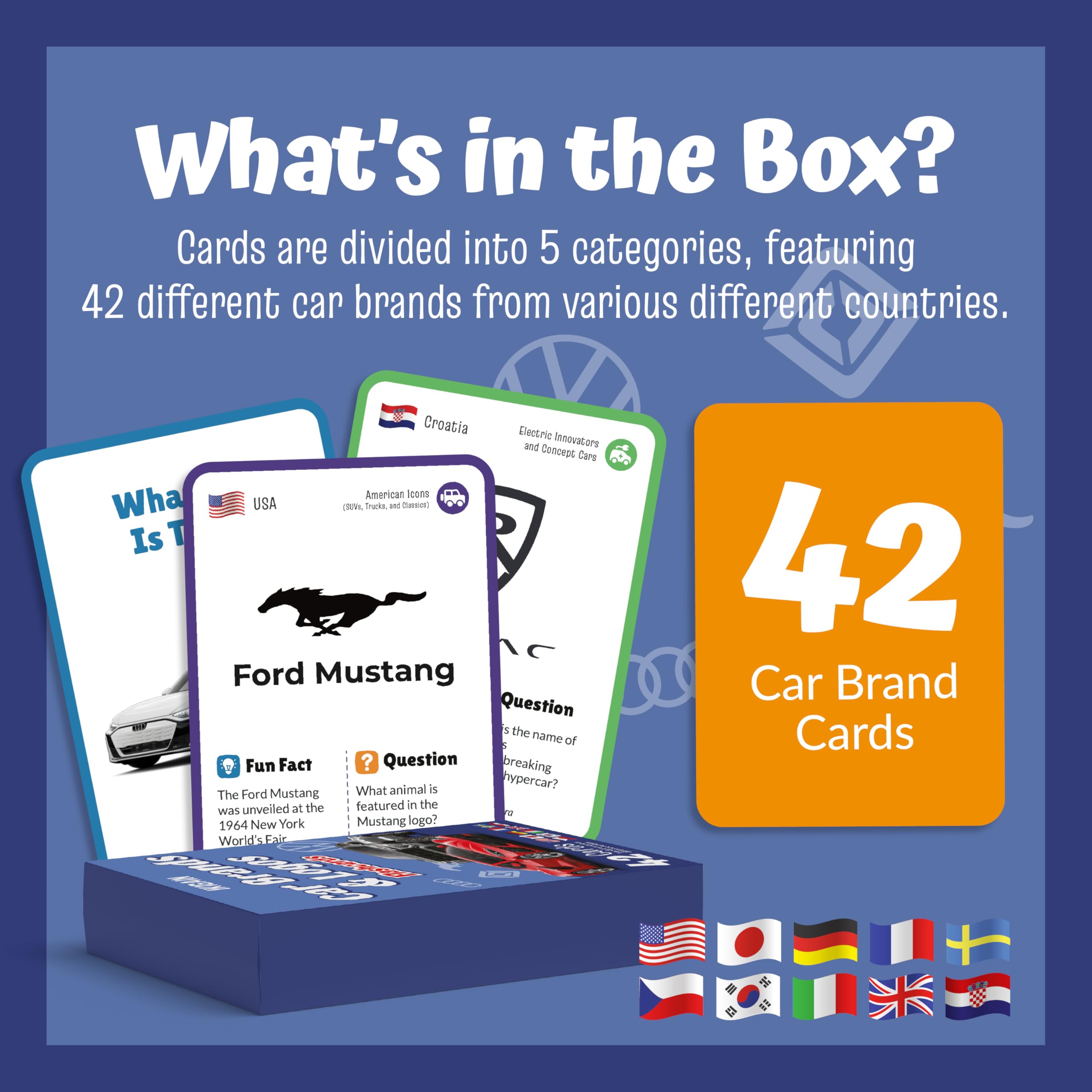 Car Brands and Logos - Flash Cards for Kids Ages 4-8 | Educational Car Game for Toddlers & Young Car Enthusiasts | 42 Car Logo Recognition Cards with Trivia for Boys