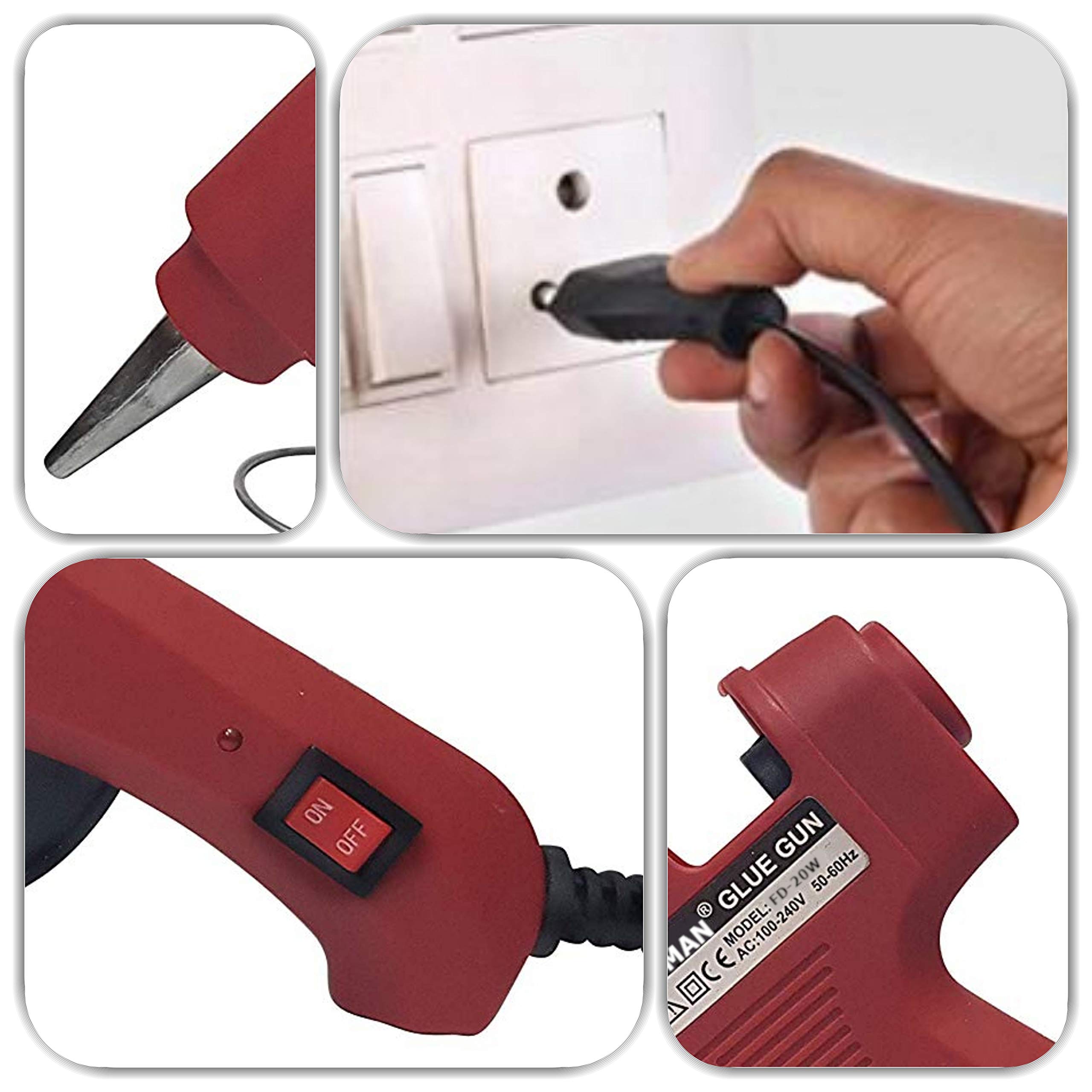 Fadman Electric 20W Red Mini Hot Melt Glue Gun With 25 Pcs Hot Melt Glue Stick Standard Temperature Corded Glue Gun (7 mm) 2