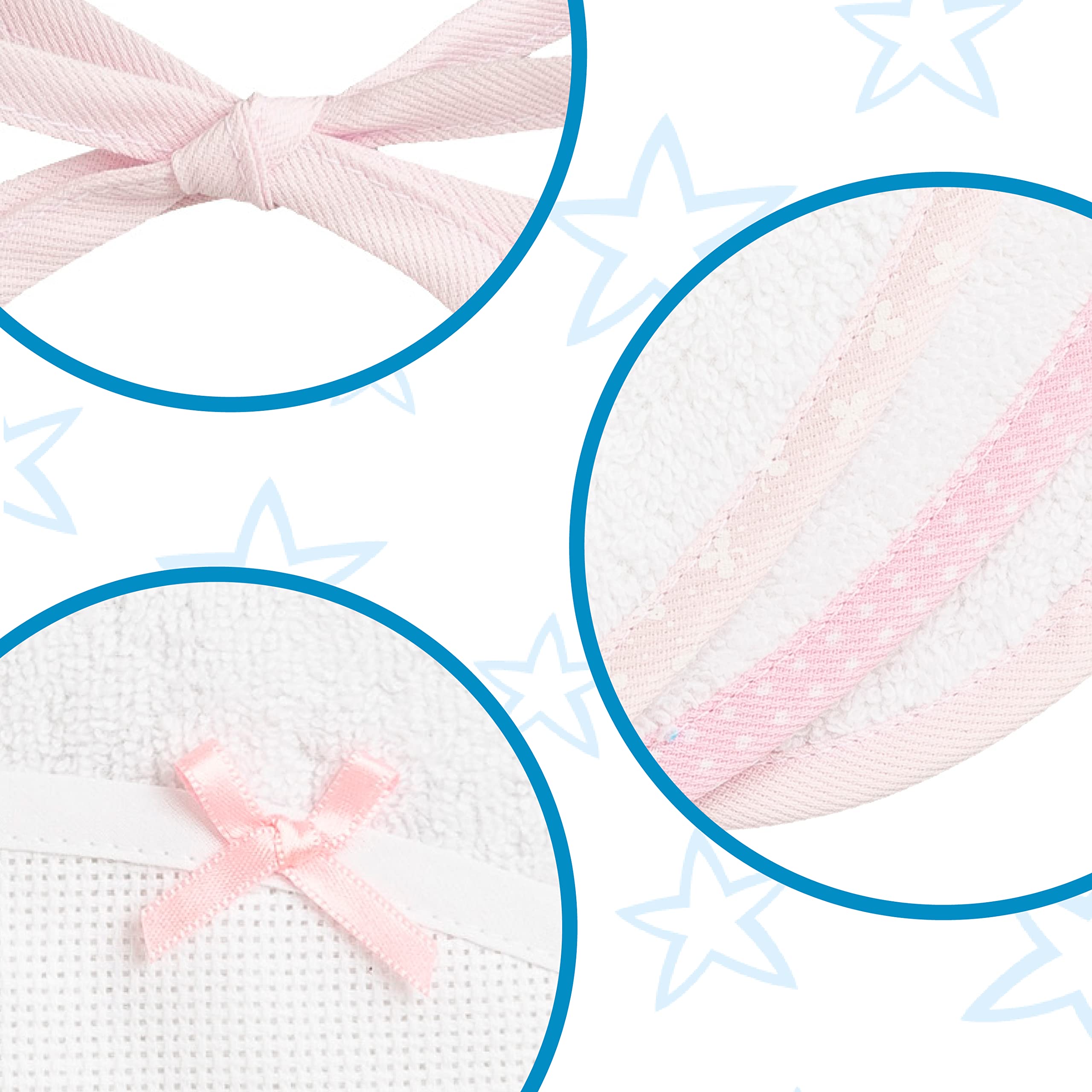 Filet - Set de 3 Baberos Recién Nacido en Esponja de Algodón Blanco con Bolsillo en Tela Aida de Bordar, Protege los Vestidos Contra Comida y Regurgitación