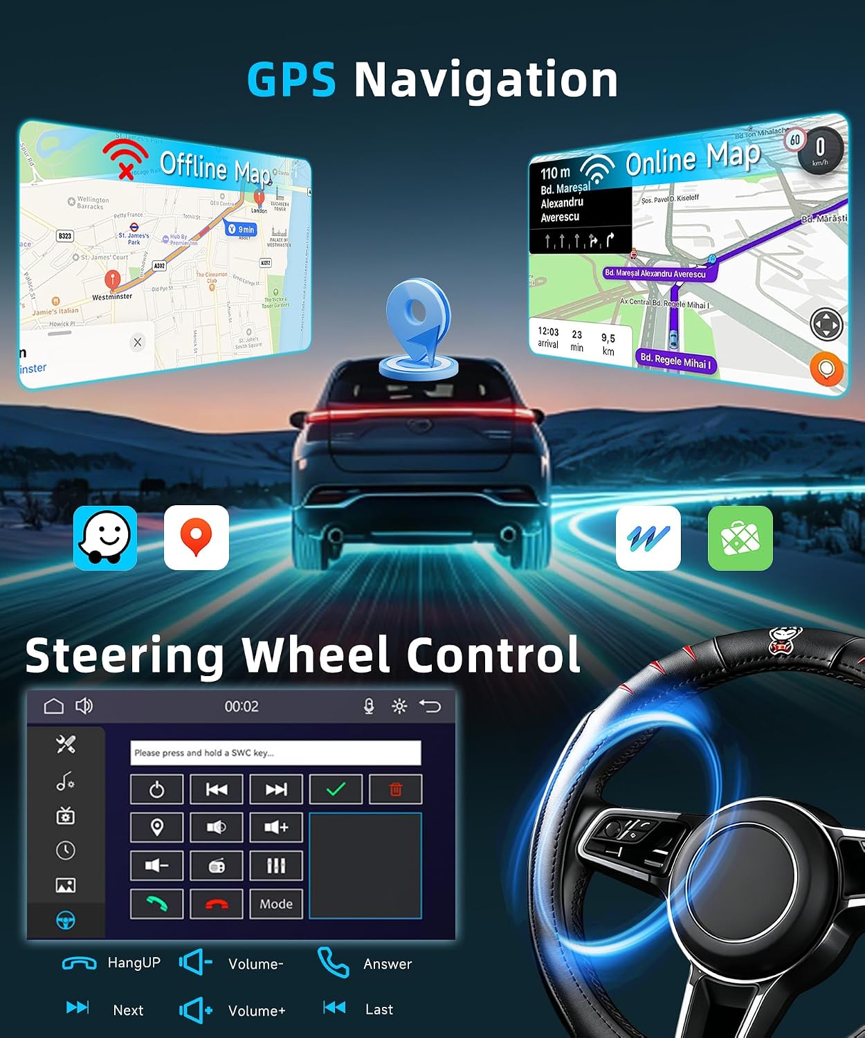 VECHTEL 2026 Upgrade 10.1’’ IPS Rotatable Car Stereo, Single Din Touchscreen Radio with Wireless Carplay&Android Auto, Backup Camera/Bluetooth/USB/FM/RDS/Mirror Link/SWC/EQ