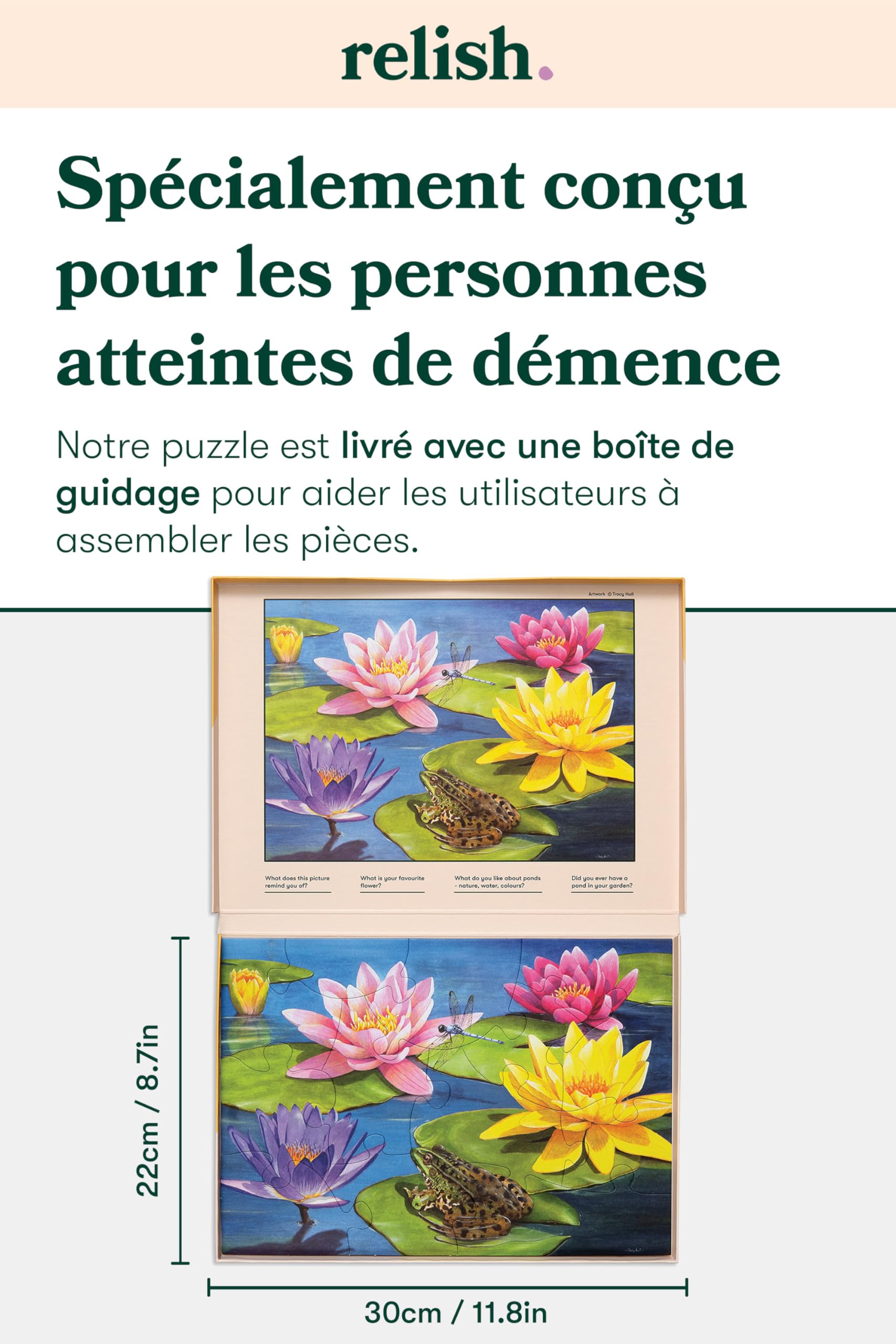 Relish ‘Lily Pond’ Puzzle 13 Pièces : Activités Adaptées aux Seniors Atteints de Démence ou d’Alzheimer