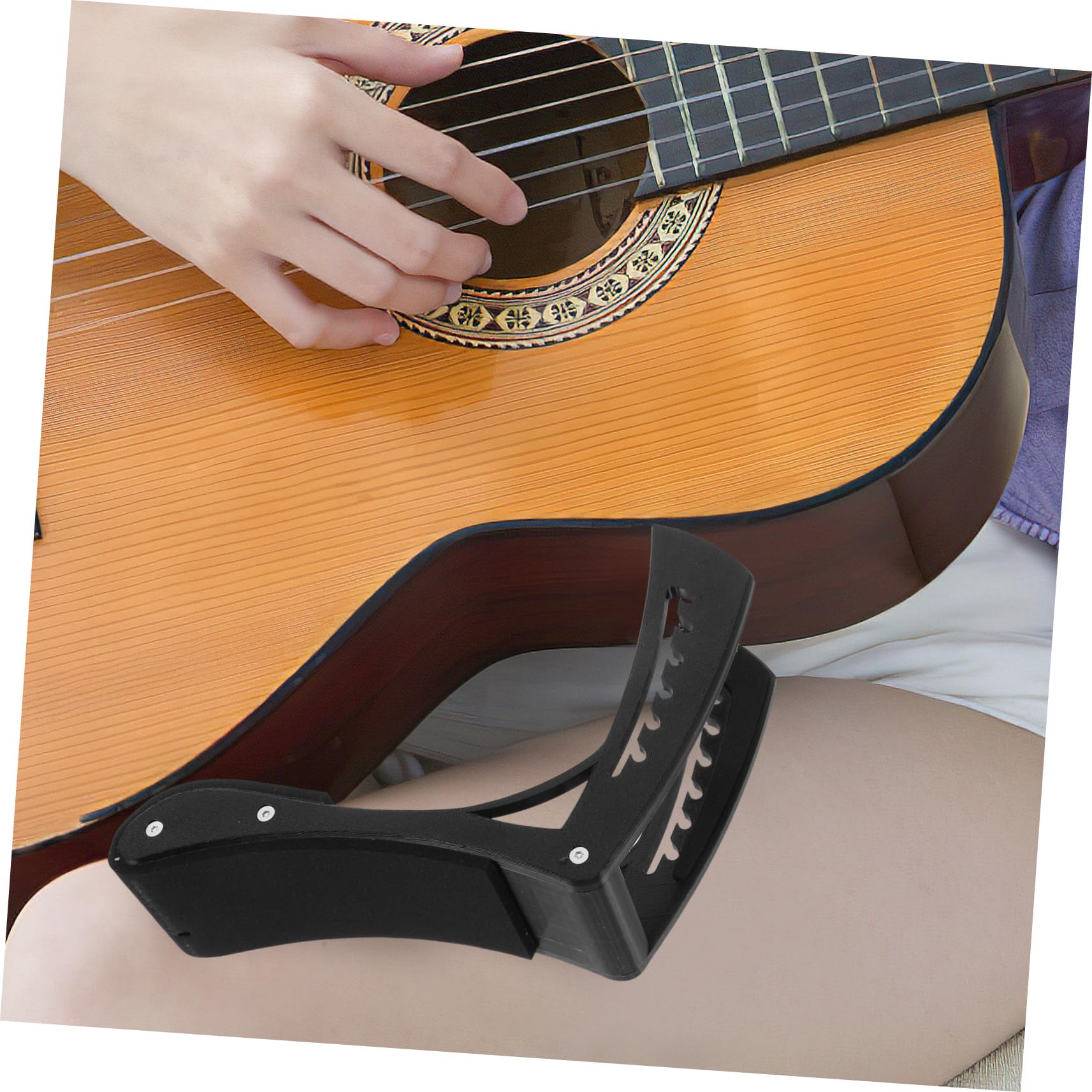 Milisten Poggiapiede Ergonomico per Chitarra Elettrica, Nero, Regolabile | Plastica e Spugna, Uso per Pratica e Registrazione, Angolo Variabile per Musicisti