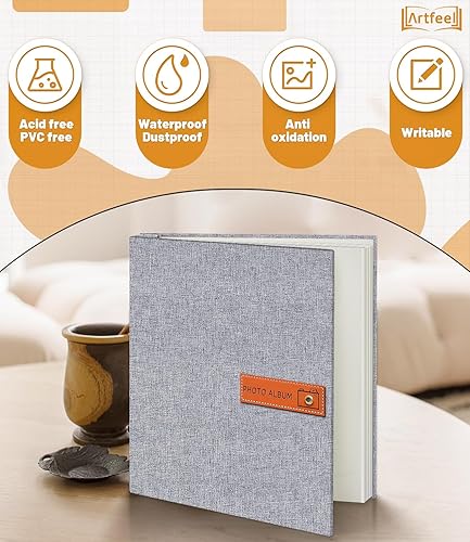 Miniatura 4 de Álbum de fotos autoadhesivas, álbum de recortes, 40 páginas libro de fotos grande para fotos de 4 x 6, 5 x 7, 8 x 10, álbum de cubierta de lino para