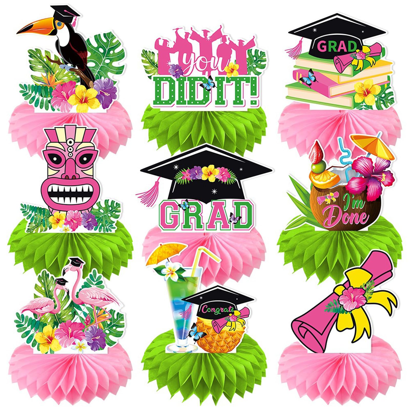 Kalttoy 9 Decorations Efficient Hawaiian Graduation Decoration Package Feature Equatorial Designs On Paper Party Supplies Dynamic Themed Party Accessories