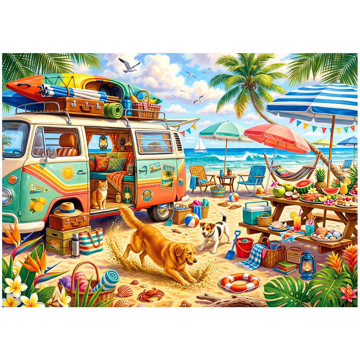 Puzzles for Adults 1000 Pieces, Beach Day Bliss 1000 Piece Puzzle for Adult | Jigsaw Puzz…