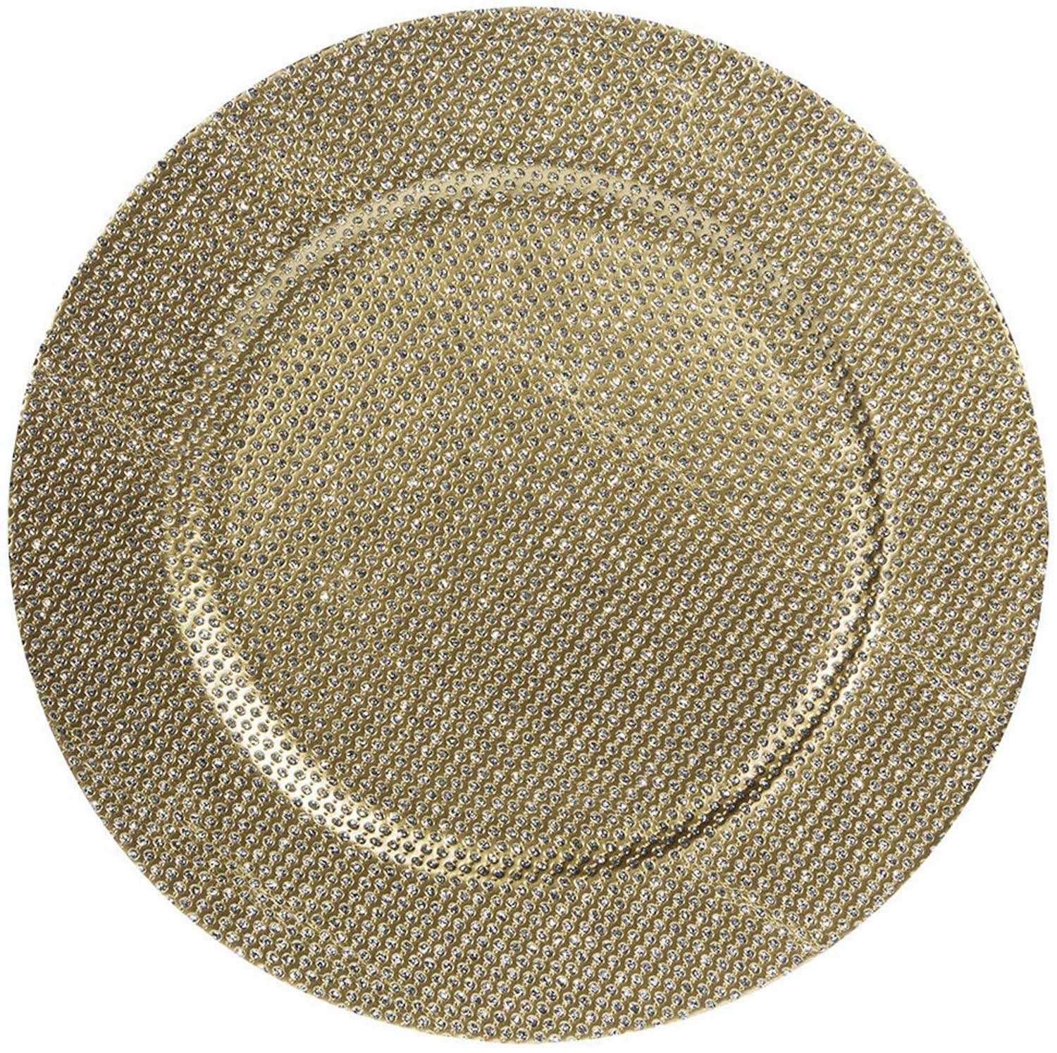 Chargers For Dinner Plates Collection - 13" Elegent Charger Plate (Set of 4, Champagne Gold Diamond Pattern)