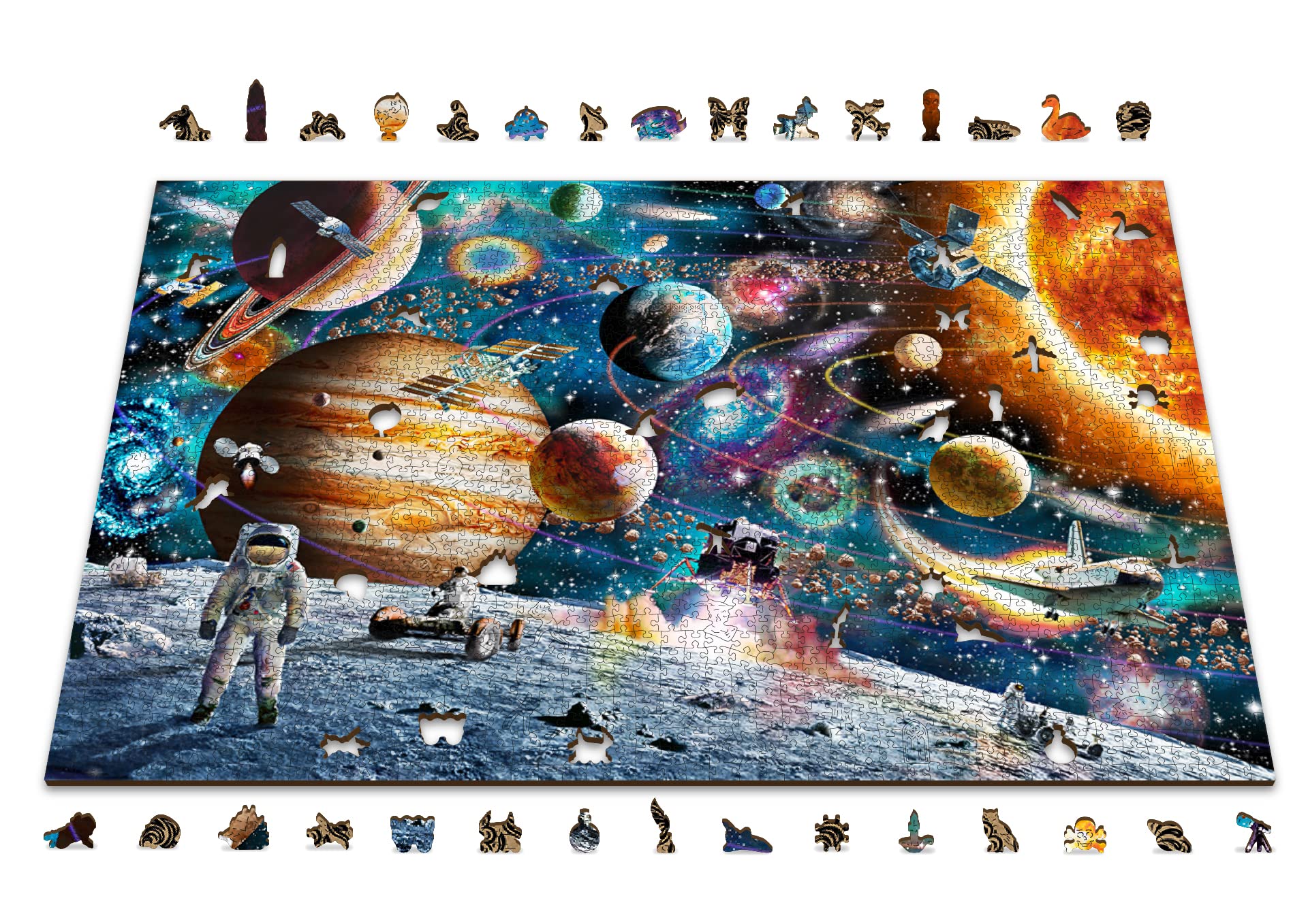 Wooden.City Puzzle en bois de 2000 pièces - Odyssée de l'espace - Unique et insolite avec des pièces formées Puzzle mosaïque défi pour enfants et adultes Cadeau d'anniversaire incroyable 801 x 532 mm