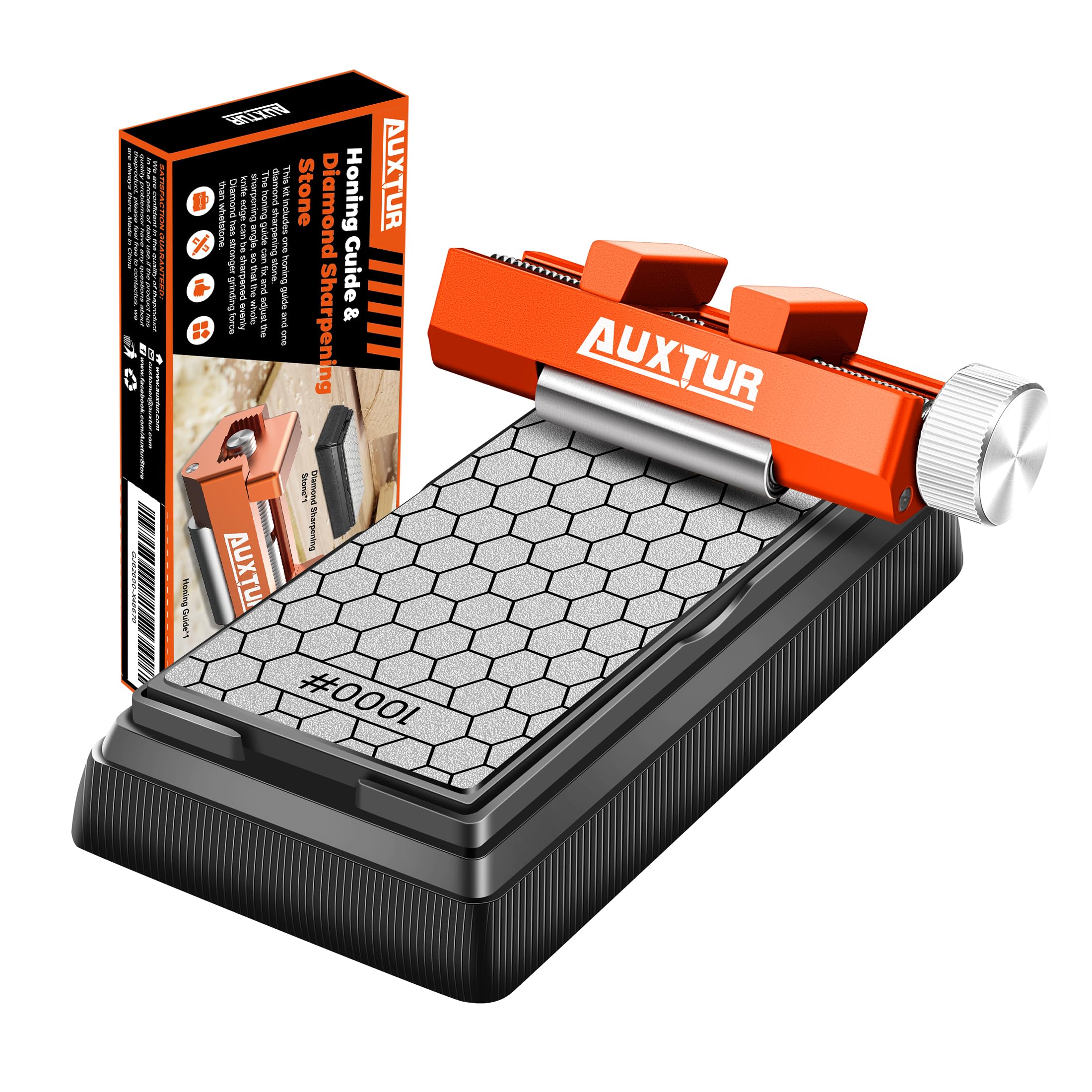 Sharpening Stone with Honing Guide Tool Set for Woodworking,Flattening Stone,Complete Sharpening System Woodworking Tools for Chisel Sharpening and Plane Restoration(guide+stone)