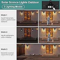 Vista 3 de Solar Porch Lights Outdoor, Solar Sconce Lights Outdoor with Motion Sensor, Waterproof Wall Light with Clear Panel for Garage, Porch, Yard, Front