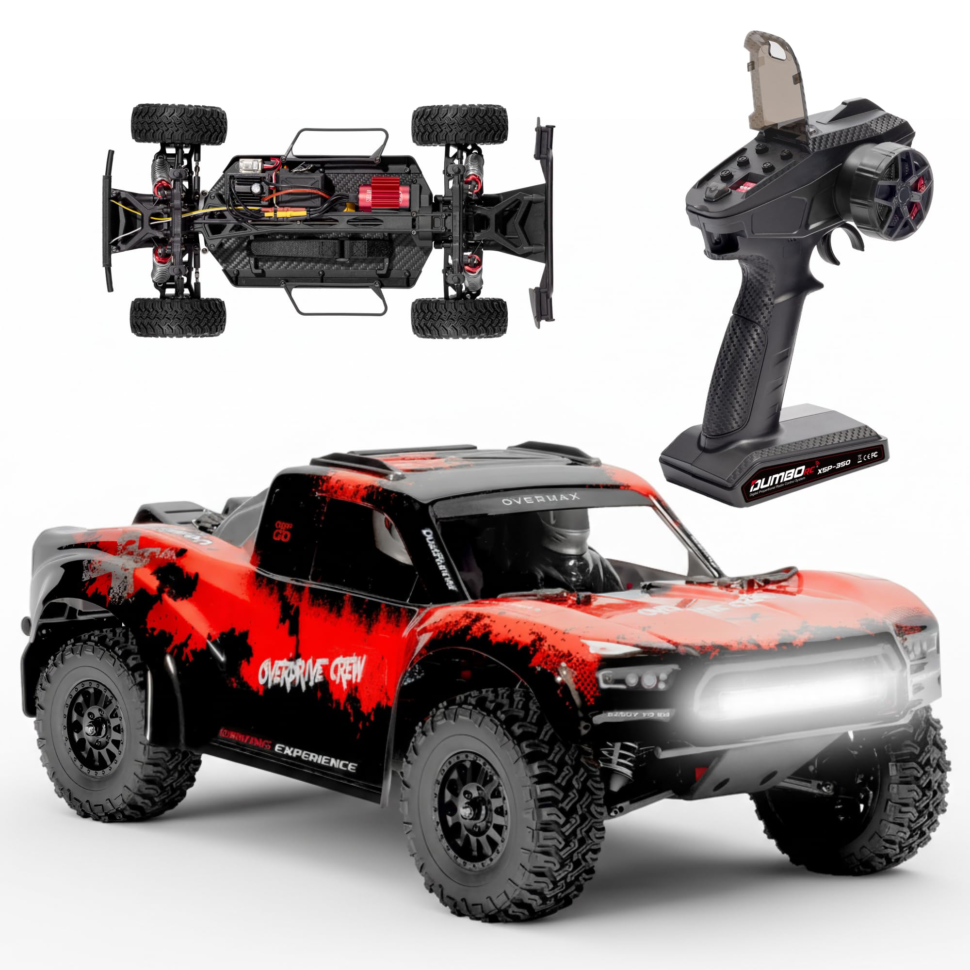 Overmax X-Giron zdalnie sterowany samochód RC 4WD 1:10 Offroad, 70 km/h, bezszczotkowy silnik, hydrauliczny amortyzator, zdalne sterowanie Dumbo X5P, zasięg 300 m, akumulator LiPo, od 14 lat