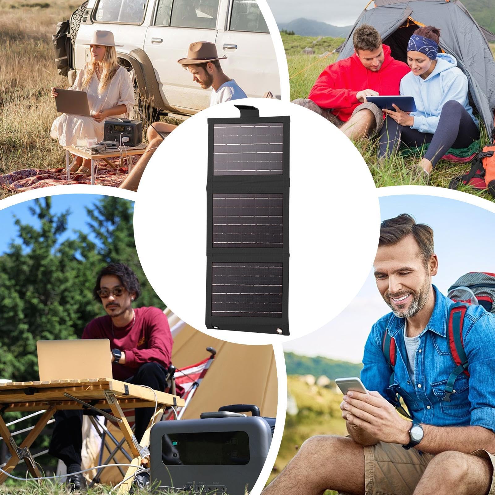 Cargador Solar para Móvil Portátil Carga Rápida Exterior Plegable | Cargador Solar Plegable para Teléfono Móvil Tabletas, Cámaras, Auriculares Para Camping, Senderismo, Viajes Y Al Aire