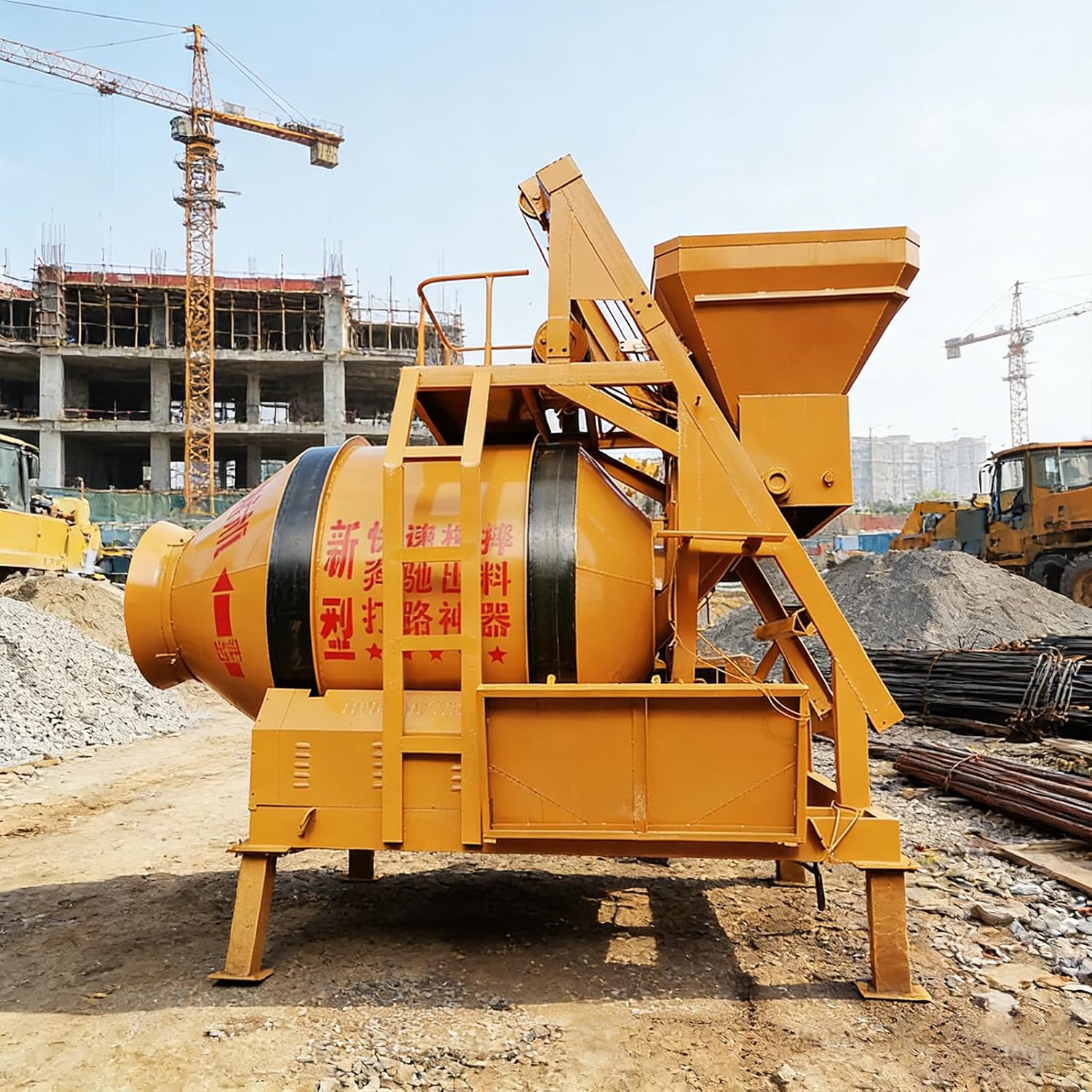 Portable Concrete Mixer Electric Cement Mixer with Reinforced Drum, Mini Concrete Mixer Machine for DIY Projects, Garden Fence Installation, Home Repair and Light Construction Work