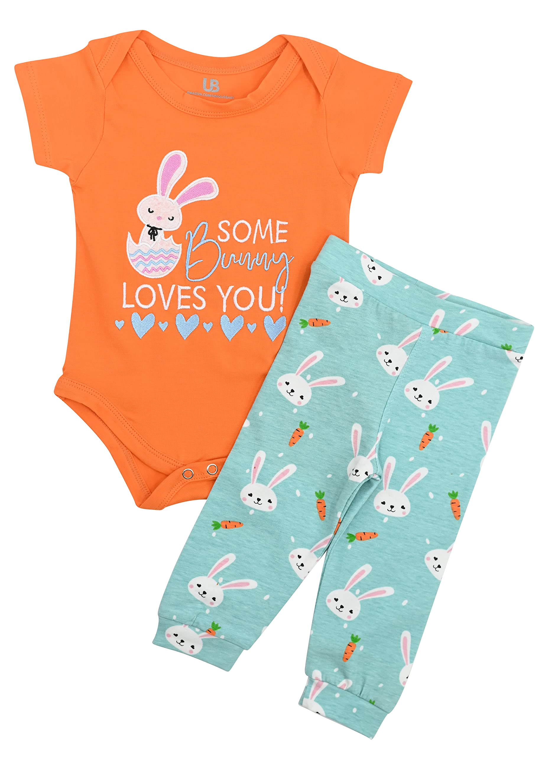 Baby Boys Girls 2pc Outfit Set Short Sleeve Bodysuit with Pants