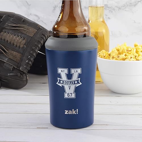 Miniatura 8 de Zak Designs Botella de acero inoxidable aislado al vacío 188 SS de 12 onzas, uso 4 en 1 y para bebidas frías, sin BPA, enfriador de latas Vin Scully