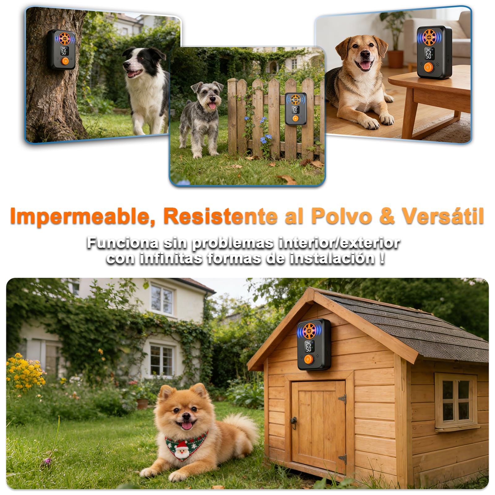 Antiladridos para Perros Ultrasonidos - Dispositivo Repelente con 5 Frecuencias, 3 Modos y Auto Detención Efectivo para Interior y Exterior