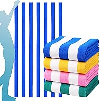 Genovega 4-Pack Oversized Stripe Beach Towels 72x40 Inch - Super Absorbent Microfiber, Soft Quick-Dry for Beach Pool Travel Families