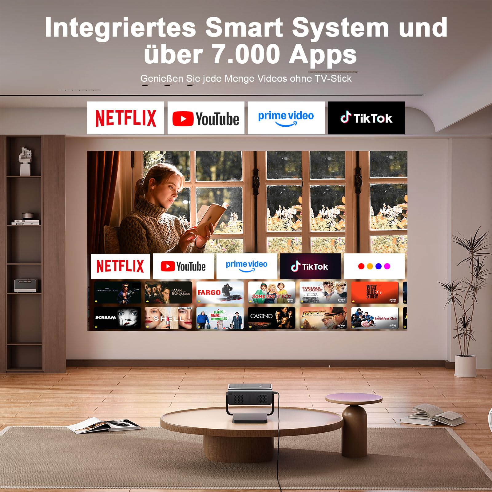 VOPLLS Smart Beamer 4K 40000 Lumen Full HD 1080P WiFi6 Bluetooth Projektor Heimkino Outdoor für PS5