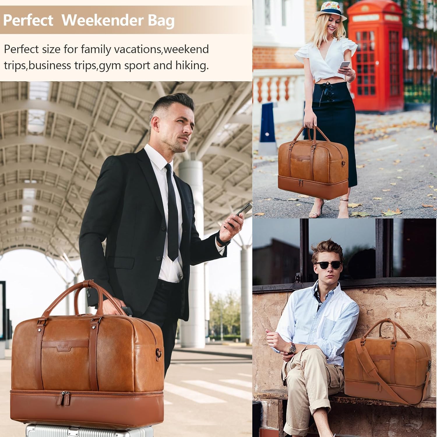 Wogarl Weekender Bags for Women Large Overnight Bag Weekend Travel Duffel Bag Carry on Shoulder with Shoe Compartment Toiletry Bag for Travel Business Gym - Image 2