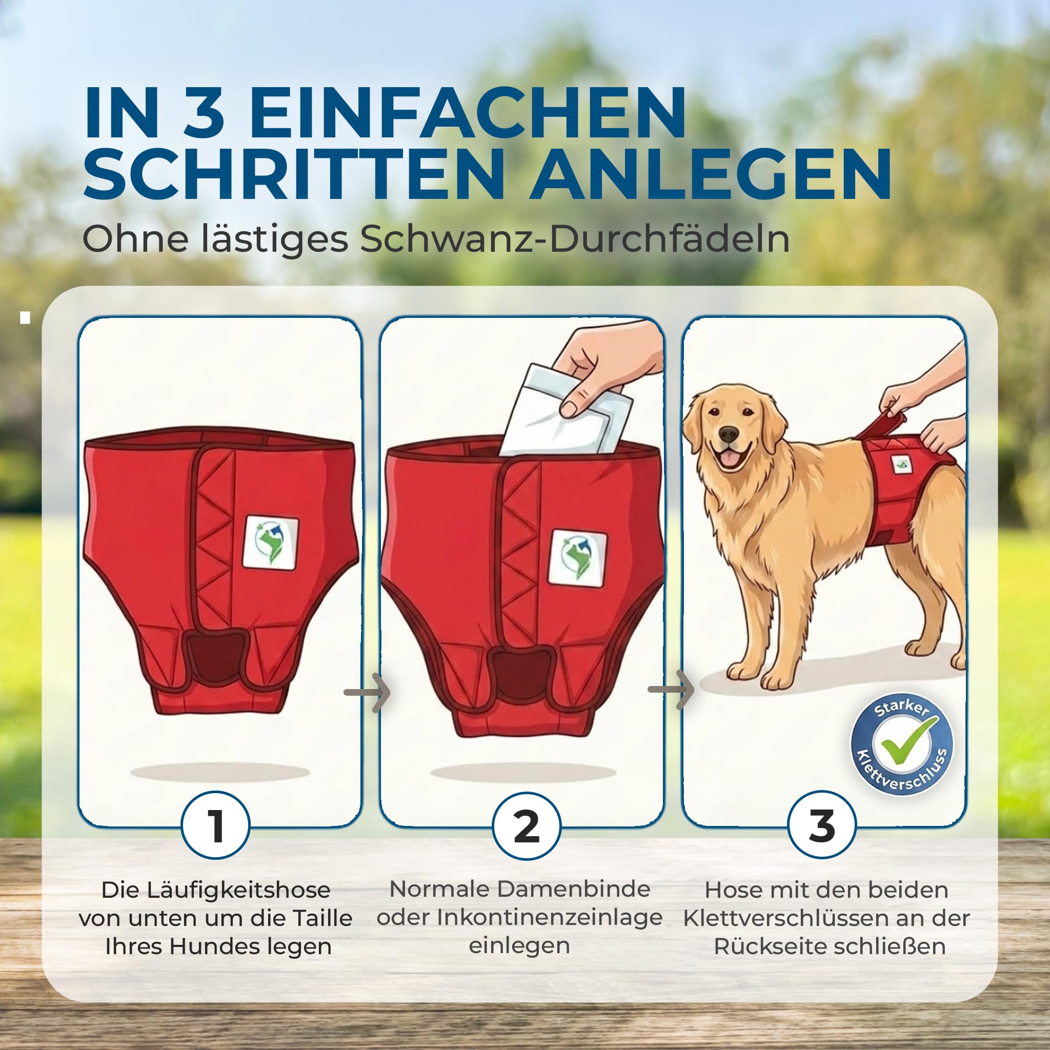NATURE PET Premium Läufigkeitshose für Hündinnen – Hochwertige & Bequeme Hundewindeln für Hündinnen & Rüden – Waschbare Inkontinenz-Hundewindel ohne Einfädeln der Rute – M-L/Netz