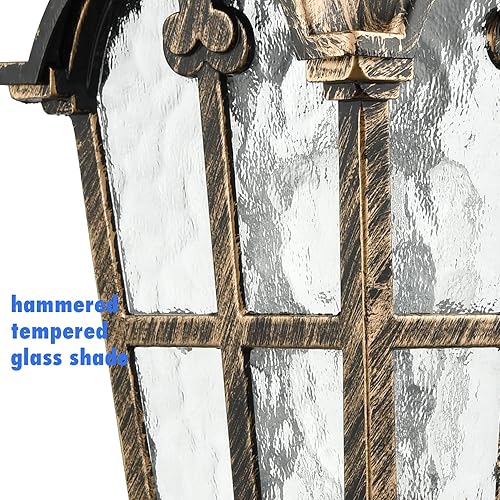 Miniatura 2 de YUBOLE Luces de pared al aire libre para la casa, lámpara exterior para porche delantero, patio, garaje, entrada con vidrio texturizado martillado,