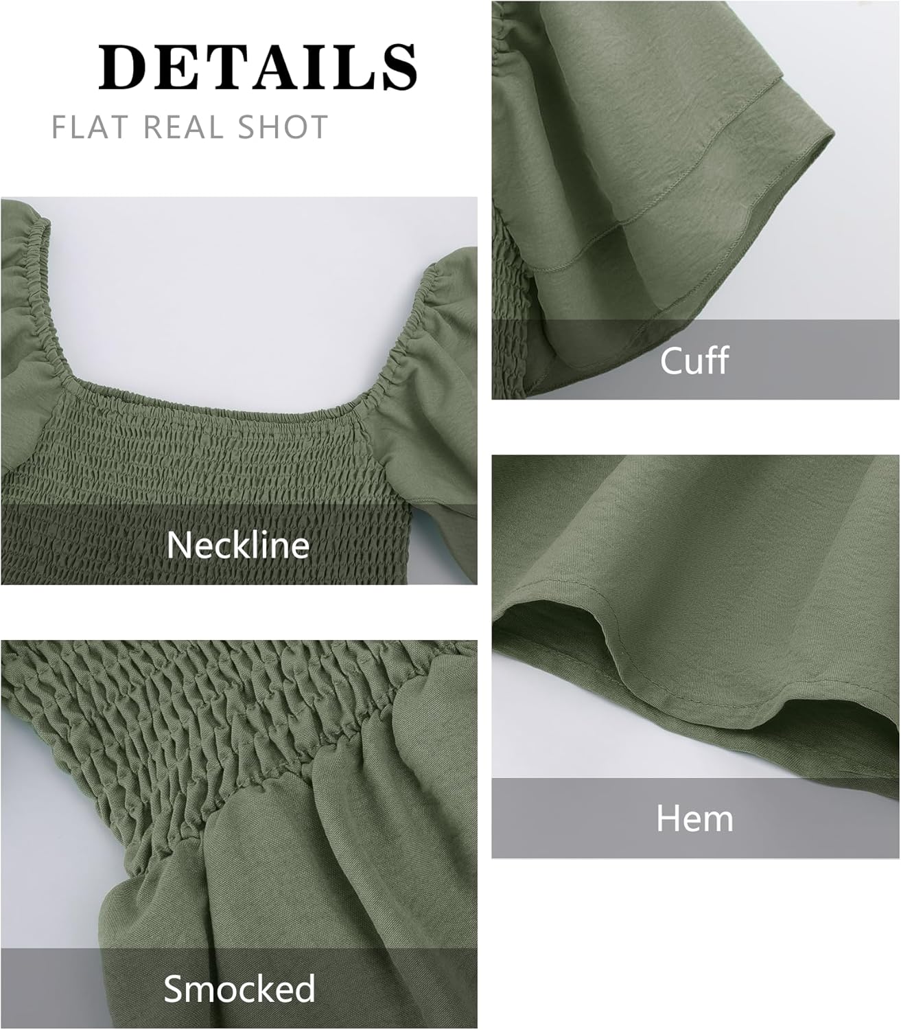 Women's Summer Peplum Tops Square Neck Ruffle Trim Short Sleeve Blouse Smocked Top Dressy Casual Shirts - Image 6