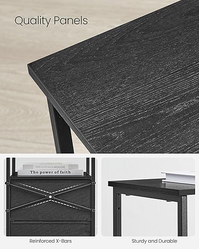 Miniatura 6 de VASAGLE Juego de 2 mesitas de noche, mesas auxiliares con 2 cajones de tela, mesas auxiliares de 24 pulgadas de alto con estante de almacenamiento,