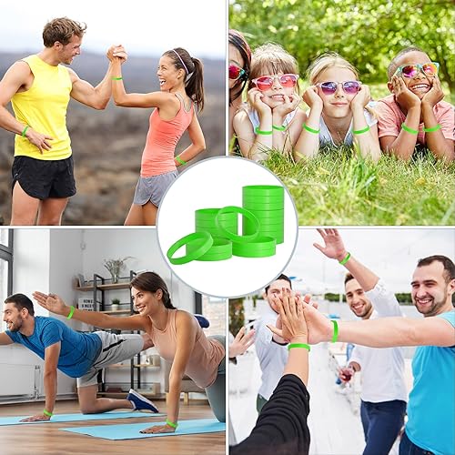 Miniatura 7 de 120 pulseras de goma de silicona verde, unisex, para equipos deportivos, juegos de fiesta, decoraciones de moda